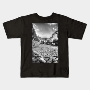 Clovelly, Downhill, Black And White Kids T-Shirt